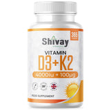 Vitamin D3 4000iu & Vitamin K2 100ug - 365 Vegetarian Tablets - High Strength Vitamin D3 K2 (MK 7) Supplement - 1 Year Supply - Made in The UK - Shivay Herbals