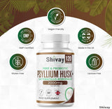 Psyllium Husk 2000mg + 200 Mcfu Lactobacillus Acidophilus Per Serving - Probiotics & Natural Soluble Fiber Supplement - 120 Vegan Capsules - 2 Month Supply - Made in The UK by Shivay Herbals