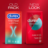 Durex Thin Feel Close Fit Condoms for More Sensitivity - Pack of 12