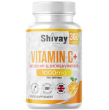 Vitamin C 1000mg per Serving - 360 Vegan Tablets - 6 Month Supply - Vitamin C with Rosehip and Bioflavonoids - High Strength Immune System and Energy Supplement - Made in The UK by Shivay Herbals