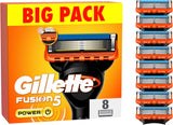 Gillette Fusion 5 Power Shaving Razor Blades with Precision Trimmer - Big Pack of 8