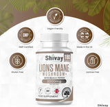 Ashwagandha + Lions Mane Bundle 1000mg per Tablet Focus + Calm + Mental Performance + Brain Fog Natural Supplement - Vegan Tablets - Made in The UK by Shivay Herbals