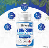 Magnesium Glycinate 3 in 1 Complex - 1800mg Per Serving - 384mg Elemental Magnesium - Magnesium Bisglycinate, Malate, Citrate - 120 Vegan Capsules - Made in The UK by Shivay Herbals