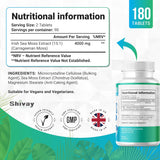 Sea Moss Extract 4000mg Per Serving - 180 Vegan Tablets - 90 Day Supply - High Strength Irish Sea Moss - Made in The UK by Shivay Herbals